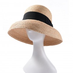  Black Bowknot Raffia Hat