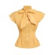 Yellow  Bow Solid Blouse Top