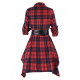 Pre-Sale Plus Size  3/4 Sleeve Plaid Belt Long Tops