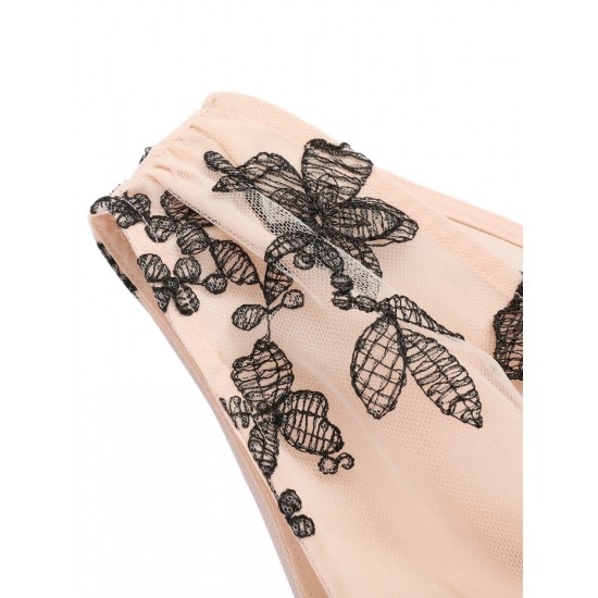 Apricot  Patchwork Butterfly Lace Romper