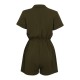 Army Green  Solid Lace-up Romper