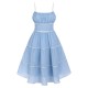 Sky Blue  Strap Polka Dot Swing Dress