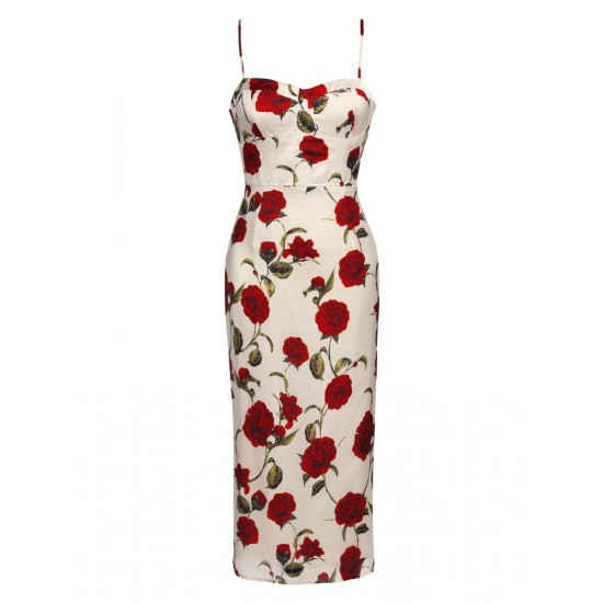  Rose Suspender Pencil Dress