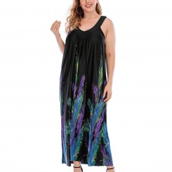 Plus Size  Bohemian Feather Print Shift Dress