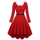 Pre-Sale Plus Size Red  Furry Solid Swing Dress