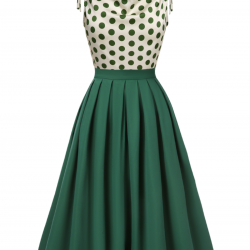 Green  Solid Pleated Skirts