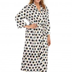 Plus Size  V-Neck Polka Dots Pajama Robe