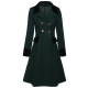 Dark Green  Solid Button Coat