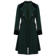 Dark Green  Solid Button Coat