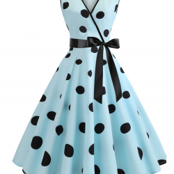  Bow Polka Dot Swing Dress