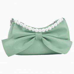  Bowknot Pearl Solid Underarm Bag