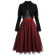 2PCS Red  Strap Dress & Black Crop Jacket