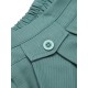 Mint Green  Solid Pleating Decorative Pocket Shorts