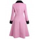 Pre-Sale Plus Size Pink  Velvet Patchwork Button Coat