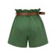 Dark Green  Solid Vintage Shorts