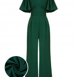 Green  Solid V-Neck Jumpsuit