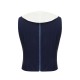 Navy Blue  Solid Sailor Collar Blouse