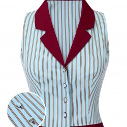 Blue  Stripes Patchwork Sleeveless Blouse