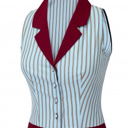 Blue  Stripes Patchwork Sleeveless Blouse