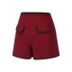 Red  Elastic Waist Solid Shorts