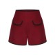 Red  Elastic Waist Solid Shorts