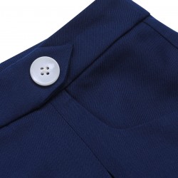 Navy Blue  Solid Button Shorts