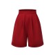 Red  Pleated Turn Over Shorts