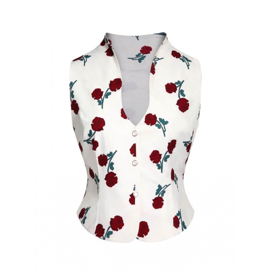 White  Roses Vintage Sleeveless Top