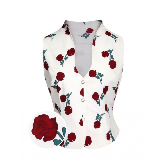 White  Roses Vintage Sleeveless Top