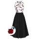 2PCS  White Roses Top & Black Skirt