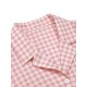 Pink  Gingham Plaid Lapel Shirt