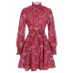 Plus Size Wine Red  Ruffles Floral Dress