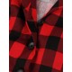 Plus Size Red & Black  Plaid Lapel Dress With Belt