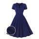 Plus Size Dark Blue  Keyhole Swing Dress