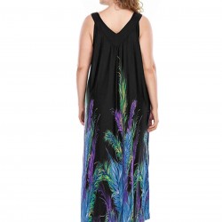 Plus Size  Bohemian Feather Print Shift Dress