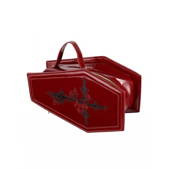 Wine Red Halloween Coffin Bag