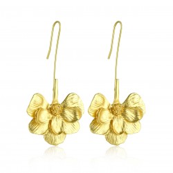 Long Floral Golden Temperament Earrings