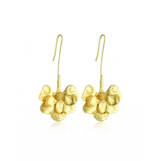 Long Floral Golden Temperament Earrings