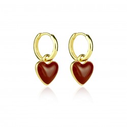  Red Heart Ring Earrings