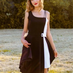 Black  Solid Spaghetti Dress