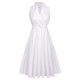 White  Halter Belted Swing Dress