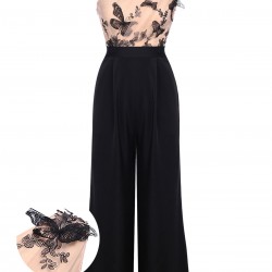  One-shoulder Lace Butterfly Jumpsuit