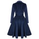 Navy Blue  Velvet Long Coat