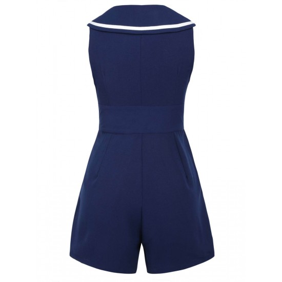 Navy Blue  Sailor Collar Romper