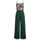 Green  3D Floral Strap Patchwork Jumpsuit