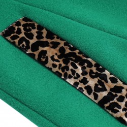 Green  Leopard Patchwork Button Coat