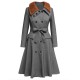 Gray  Faux Fur Lapel Collar Coat