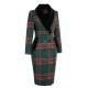 Green  Plaid Fur Collar Pencil Coat