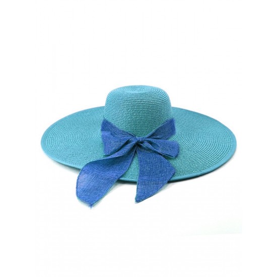 Ribbon Wide Brim Raffia Sun Hat