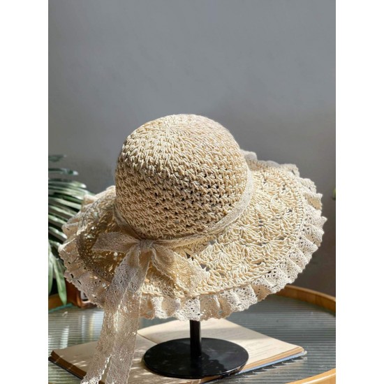  Hand-Made Lace Bow Sun Hat